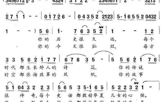 祖国，可爱的家园（电视专题片《半个世纪的变迁》主题歌） - 乐谱