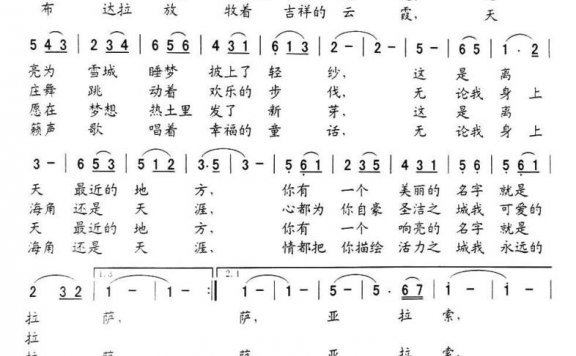 我永远的拉萨（刘昌贵曲 田韶华词） - 乐谱