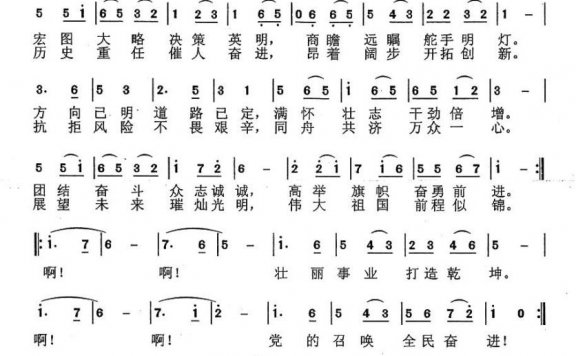 党的召唤、全民奋进（刘昌贵曲 陈昭荣词） - 乐谱