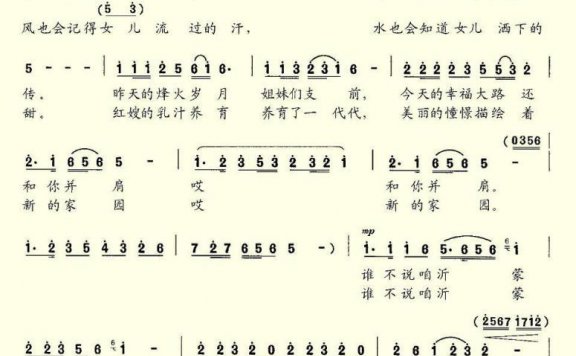沂蒙女儿（王晓岭词 印青曲） - 乐谱