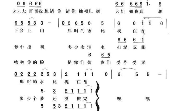 知识青年(李春波词曲唱) - 乐谱