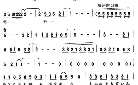 打工在外头（姚明曲 张能秋词） - 乐谱