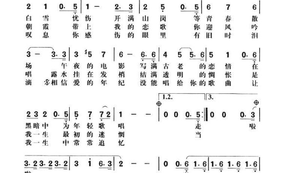 恋恋风尘(高晓松曲 老狼词) - 乐谱