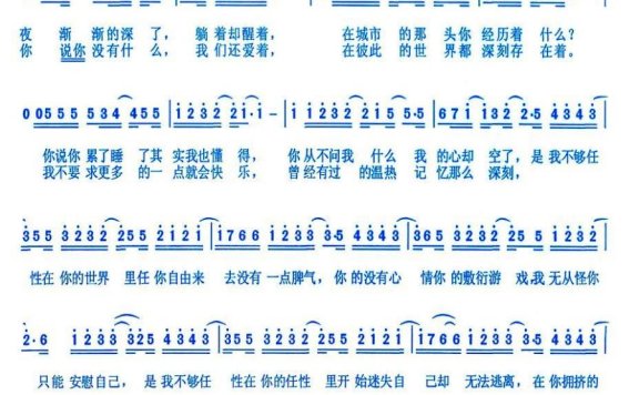 我不够任性（孙颖曲 许阳词） - 乐谱