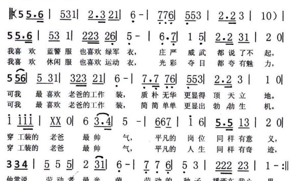 穿工装的老爸最帅气（秦笛词曲） - 乐谱