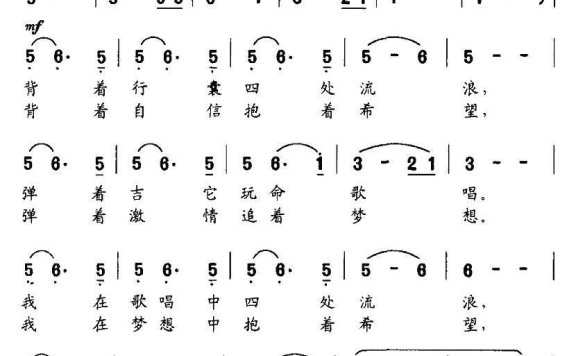 流浪歌手（姜树奎曲 张立中词） - 乐谱
