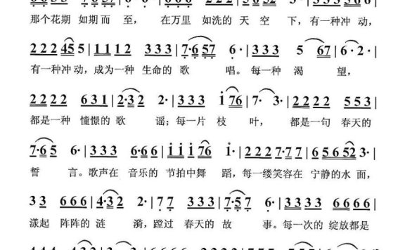 生命的歌唱（钱诚曲 朱辰词） - 乐谱