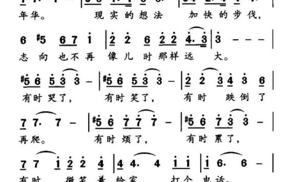 渐渐长大（关黎曲 杨宪东词） - 乐谱