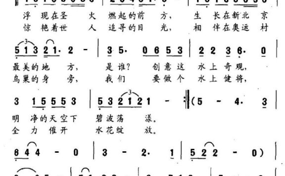 畅游水立方（钟立民曲 孙义勇词） - 乐谱
