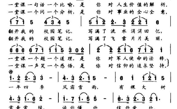 校园笔记（雷雨曲 付林词） - 乐谱