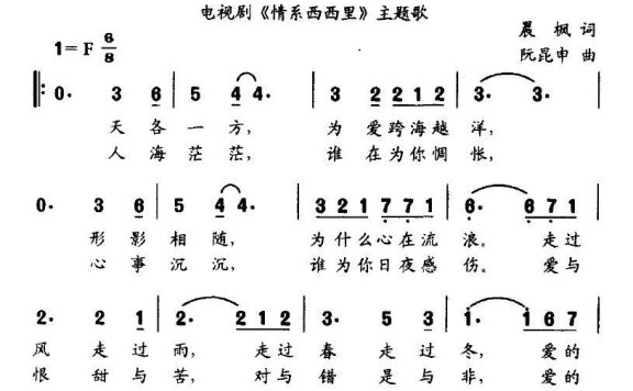 为爱守望（电视剧《情系西西里》主题歌） - 乐谱