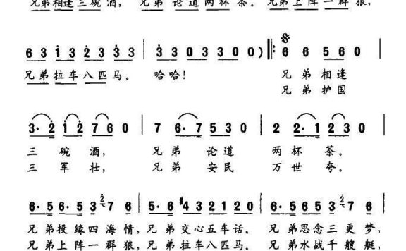 兄弟无数（电视剧新《水浒传》主题曲（二）） - 乐谱