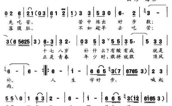 吃苦就是吃补（章绍同曲 颜庭寿词） - 乐谱