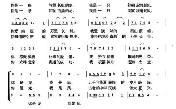 你是龙，我是凤（二重唱） - 乐谱