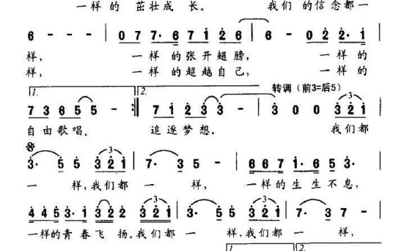 我们都一样（第八届全国残运会会歌） - 乐谱