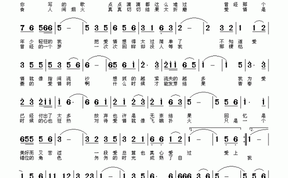 指间流沙（刘新民曲 夏凉词） - 乐谱