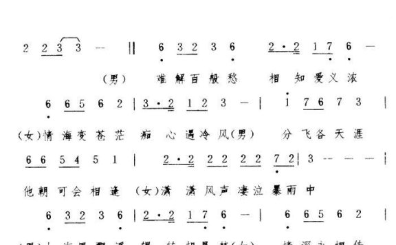 相思在风雨中（张学友、汤宝如唱） - 乐谱