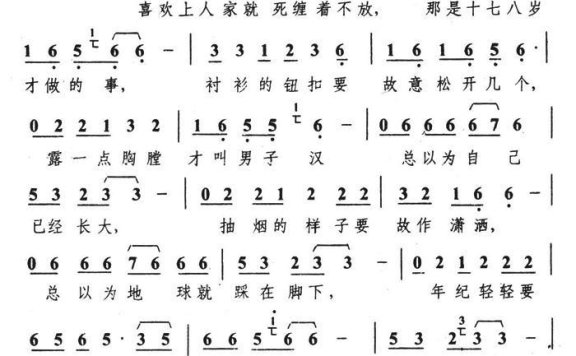 年轻时代（郑智化词曲唱） - 乐谱