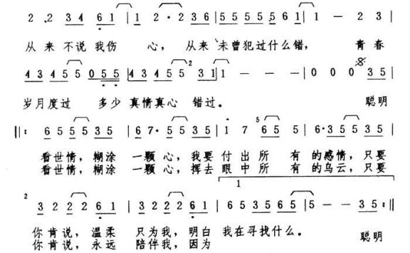 聪明糊涂心（郑华娟词曲） - 乐谱