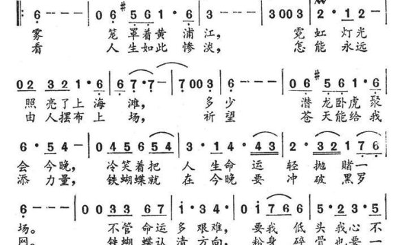 铁蝴蝶（新加坡电视剧《铁蝴蝶》主题歌） - 乐谱