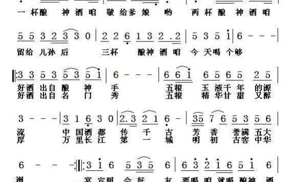 酿神酒之歌（华维明曲 田井军词） - 乐谱