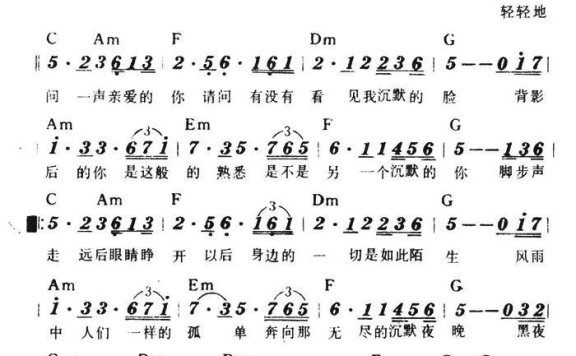 无言的表示(陈淑桦唱 带和弦) - 乐谱