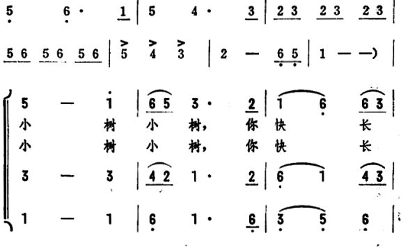 小树快长大（《森林大合唱》选曲 女声三重唱或三部合唱） - 乐谱