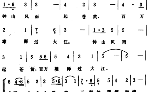 七律·人民解放军占领南京（毛泽东词 生茂曲） - 乐谱