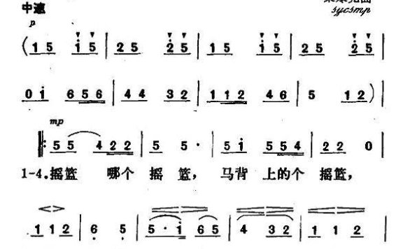 马背摇篮（电影《啊！摇篮》插曲） - 乐谱