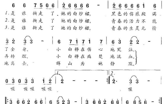 白桦泪（王哲曲 包国晨词） - 乐谱