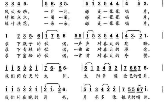 唱片（施旭冲曲 张冰词） - 乐谱