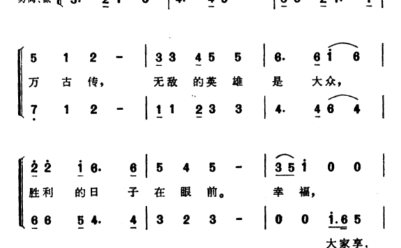 军民团结在一起（歌剧《军民团结在一起》主题歌） - 乐谱