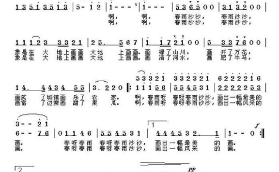 春雨沙沙（王禅胜词 段鹤聪曲、童声合唱） - 乐谱