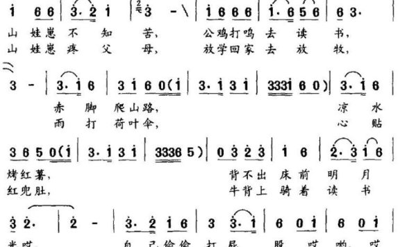 山娃崽（张树德曲 佘致迪词） - 乐谱