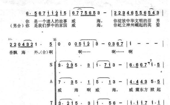 啊，威海（付广慧词曲） - 乐谱