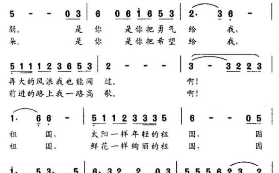 因为爱你、祖国（王修建曲 胡泽民词） - 乐谱