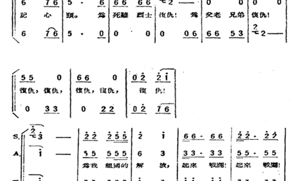 为祖国的解放起来战斗（歌剧《星星之火》选曲） - 乐谱