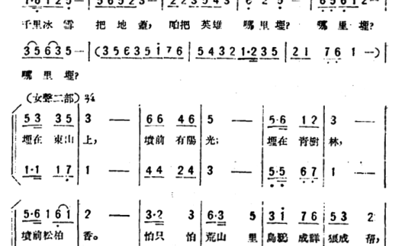 千里冰雪把地盖（歌剧《星星之火》选曲） - 乐谱