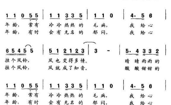 给心挂个风铃（张长松曲 吴文峰词） - 乐谱