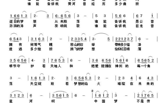 中国梦不是传说（马婵娟词 刘北休曲） - 乐谱