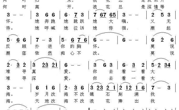 浪花捧出我的爱（徐安国词 张恽文曲） - 乐谱