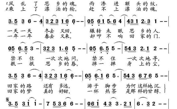 思乡的人（雷喜明词 高福友曲） - 乐谱