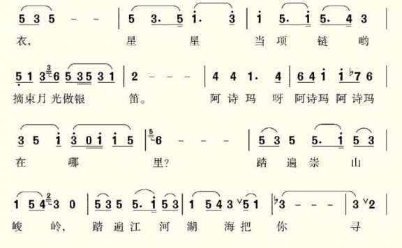 阿诗玛在哪里（杜克曲 黄恩鹏词） - 乐谱