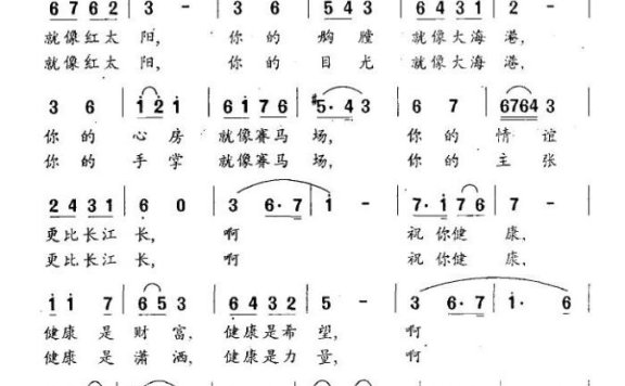 祝你健康（曹继忠词 家乡曲） - 乐谱