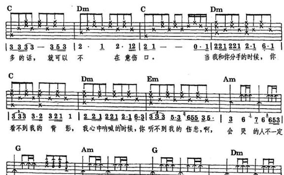 会哭的人不一定流泪(黄庆元曲 杨立德词) - 乐谱