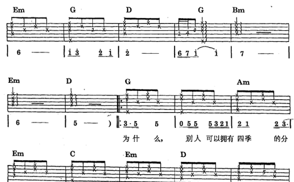 你冷不冷(民族吉他弹唱) - 乐谱