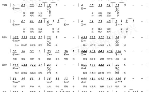 豆浆油条（林俊杰演唱 简和谱） - 乐谱