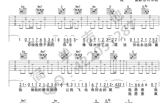 就是爱你(陶喆演唱 G调弹唱谱) - 乐谱