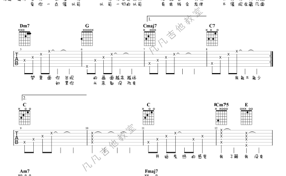 渐冷(雪二演唱 C调六线谱) - 乐谱