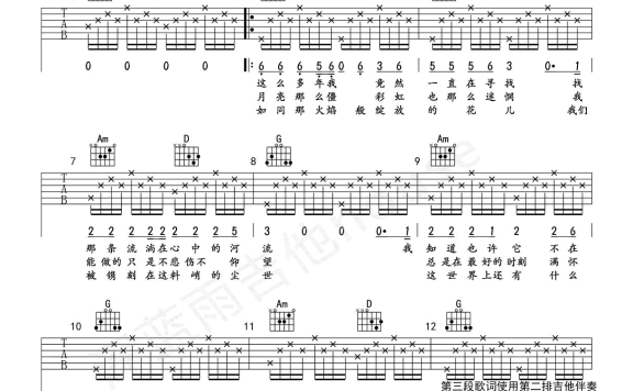 河流（汪峰演唱 G调弹唱谱） - 乐谱